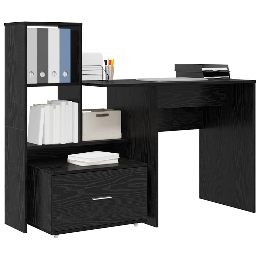 Schreibtisch Schwarz Eichen-Optik 131,5 x 50 x 106,5 cm