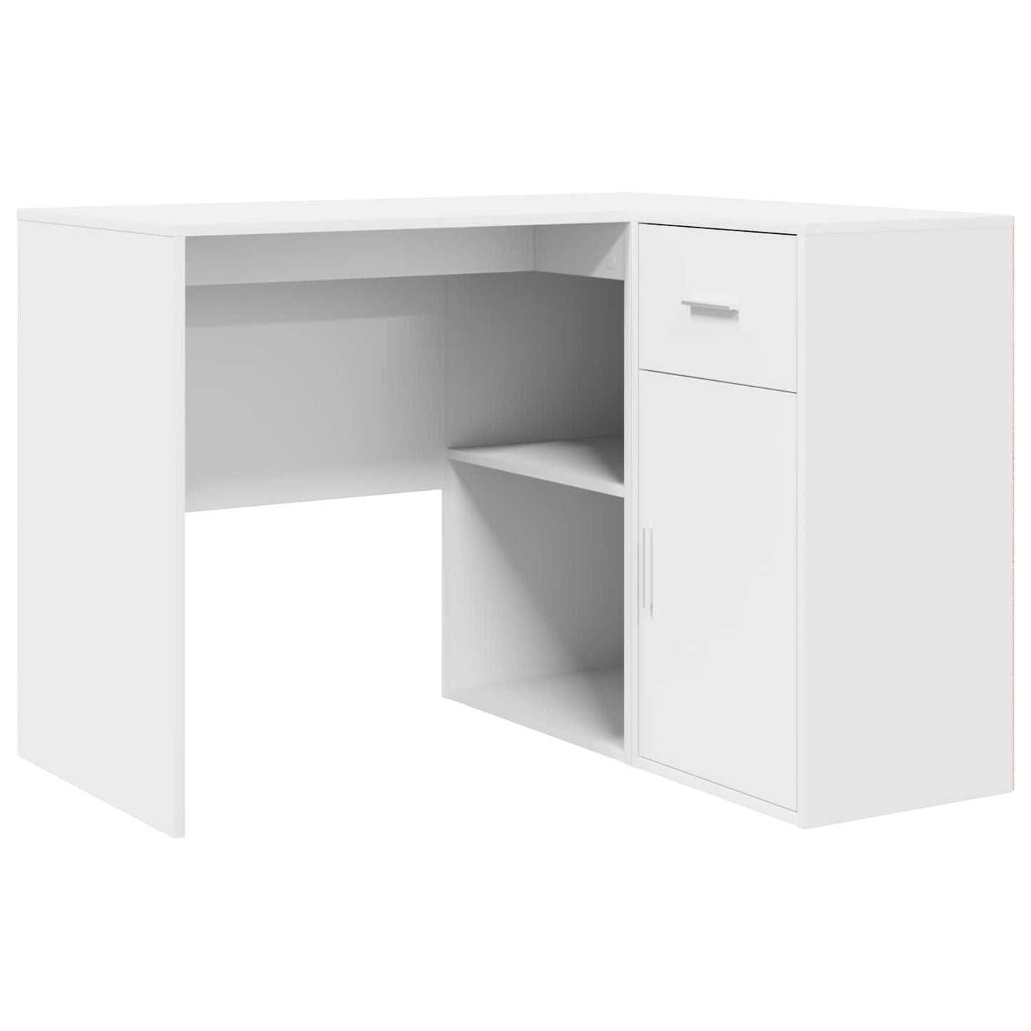 Eck-Schreibtisch mit Schubladen mit Regal Weiß 102 x 88 x 75 cm