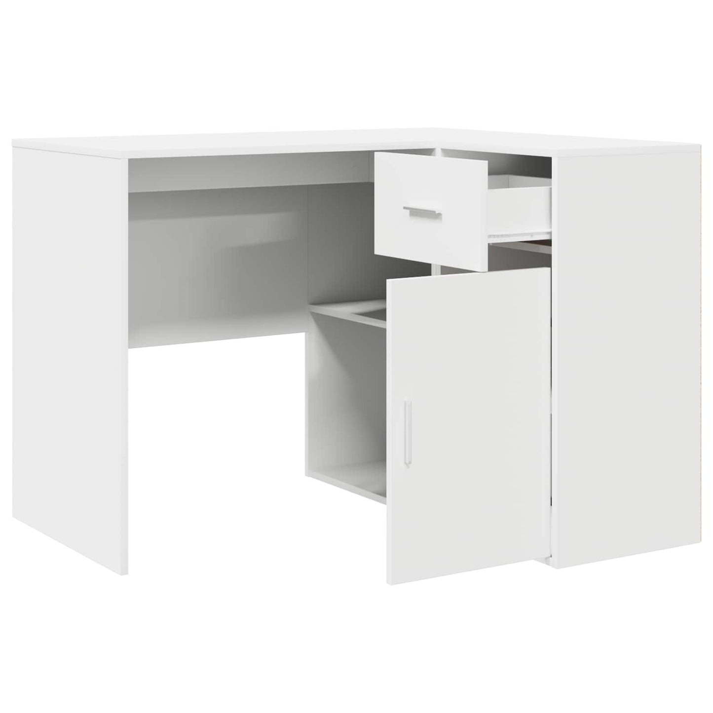 Eck-Schreibtisch mit Schubladen Weiß 102 x 88 x 75 cm