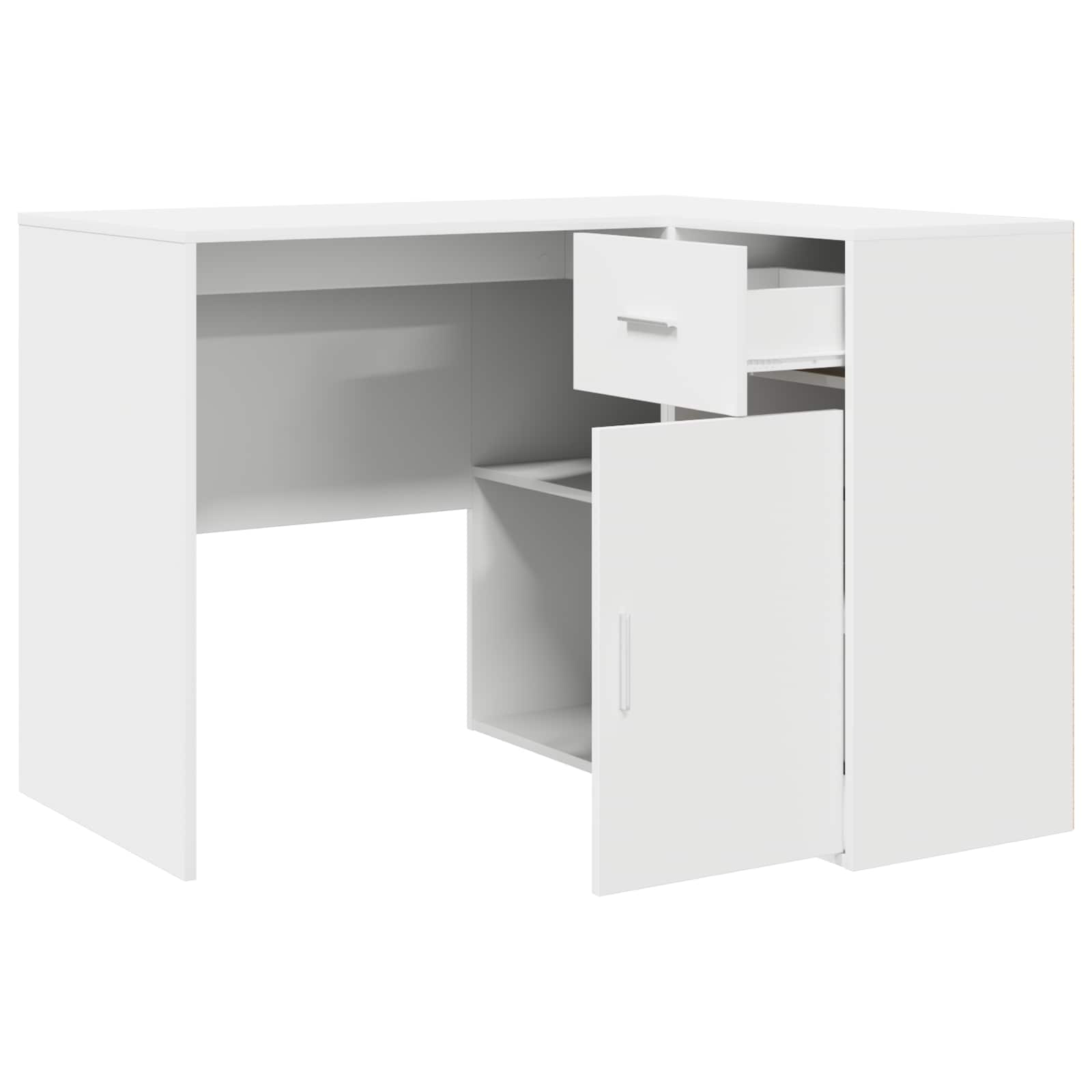Eck-Schreibtisch mit Schubladen Weiß 102 x 88 x 75 cm