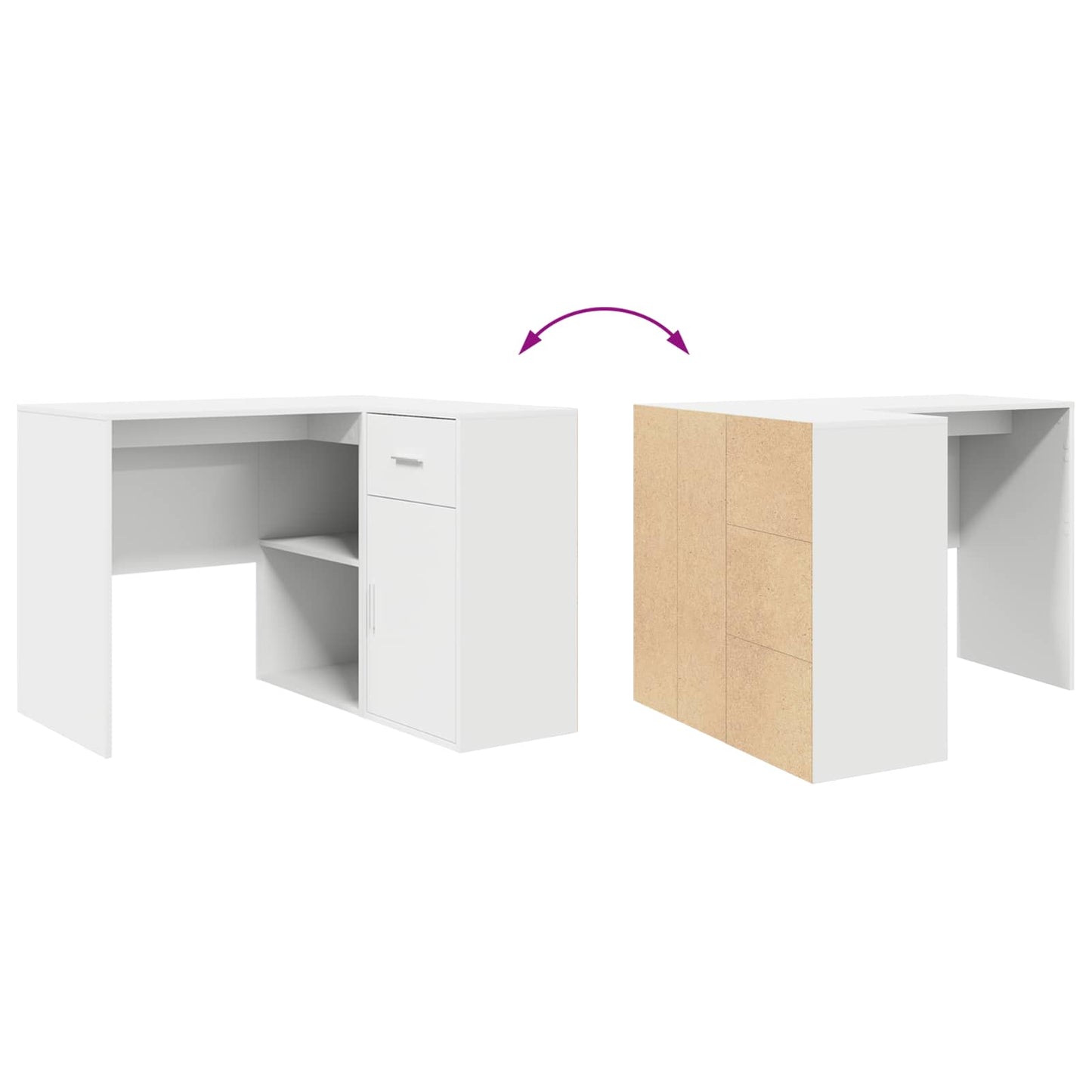 Eck-Schreibtisch mit Schubladen Weiß 102 x 88 x 75 cm