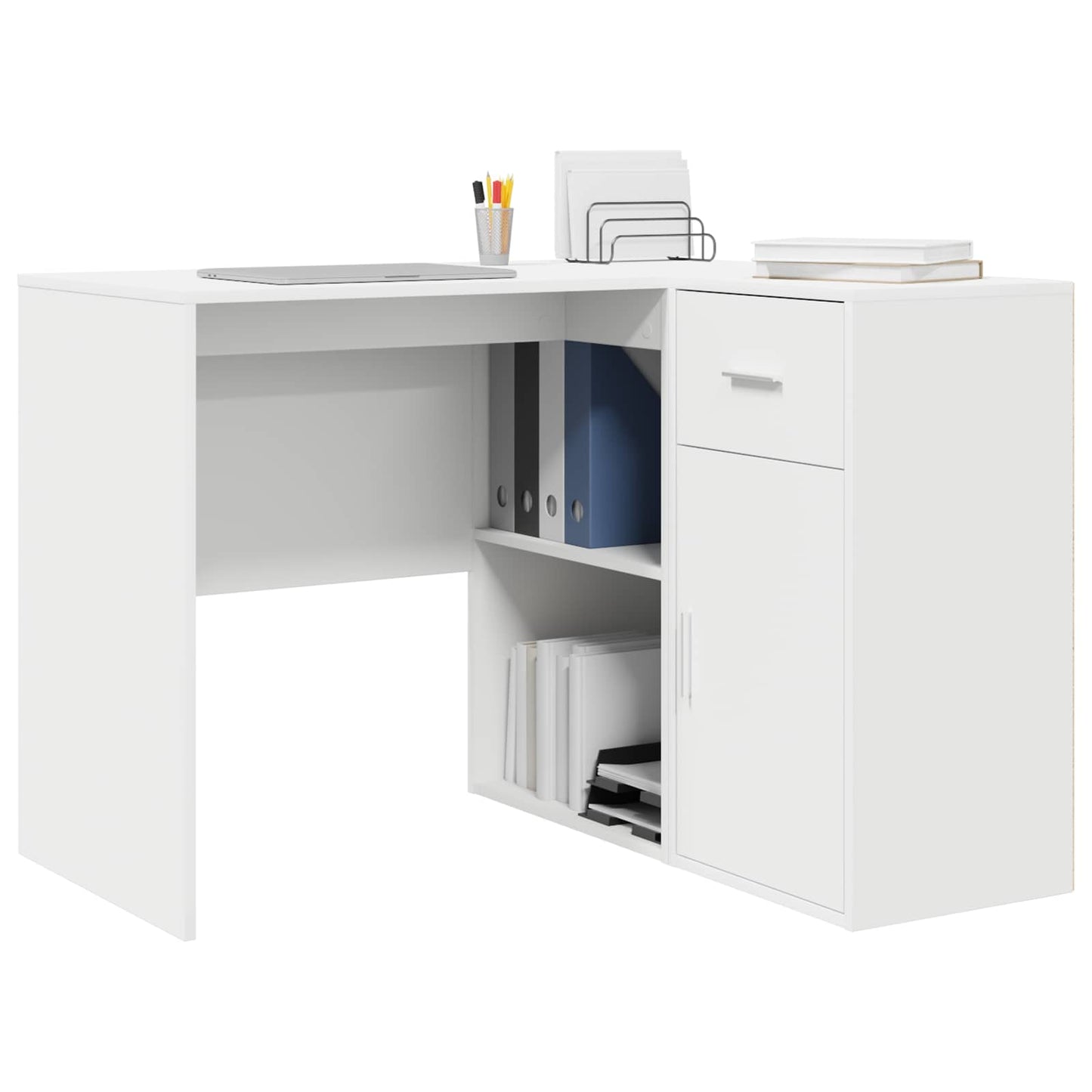 Eck-Schreibtisch mit Schubladen Weiß 102 x 88 x 75 cm