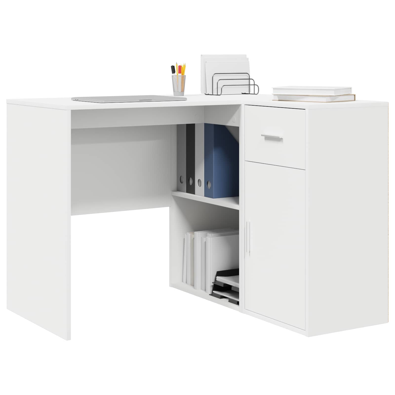 Eck-Schreibtisch mit Schubladen Weiß 102 x 88 x 75 cm