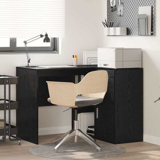 Eckschreibtisch mit Regal Schwarz Eichen-Optik 102 x 50 x 75 cm