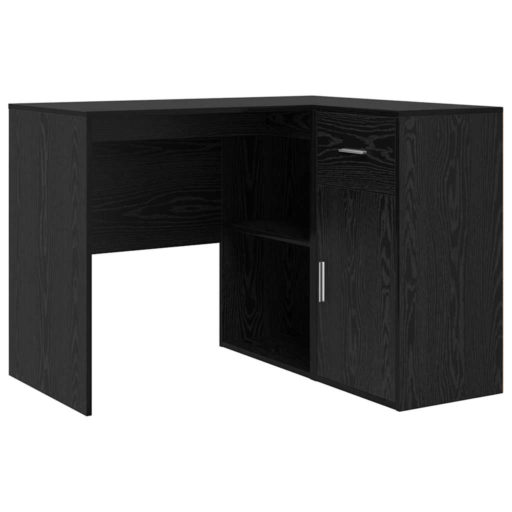 Eckschreibtisch mit Regal Schwarz Eichen-Optik 102 x 50 x 75 cm