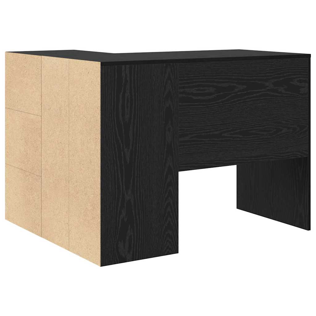 Eckschreibtisch mit Regal Schwarz Eichen-Optik 102 x 50 x 75 cm