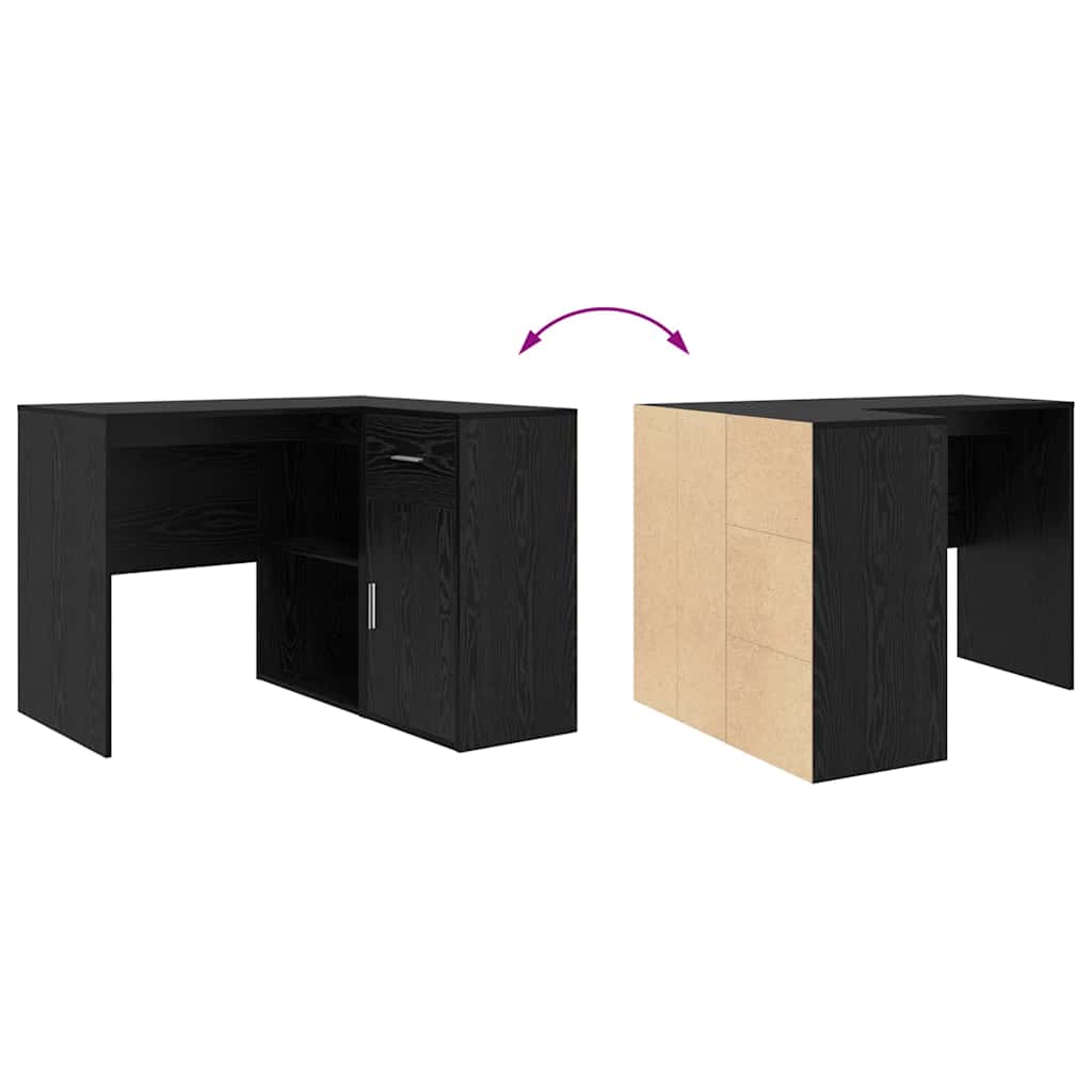 Eckschreibtisch mit Regal Schwarz Eichen-Optik 102 x 50 x 75 cm