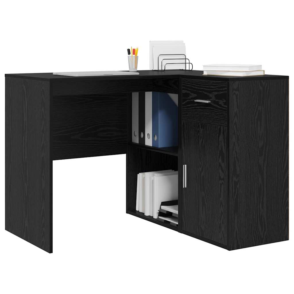 Eckschreibtisch mit Regal Schwarz Eichen-Optik 102 x 50 x 75 cm