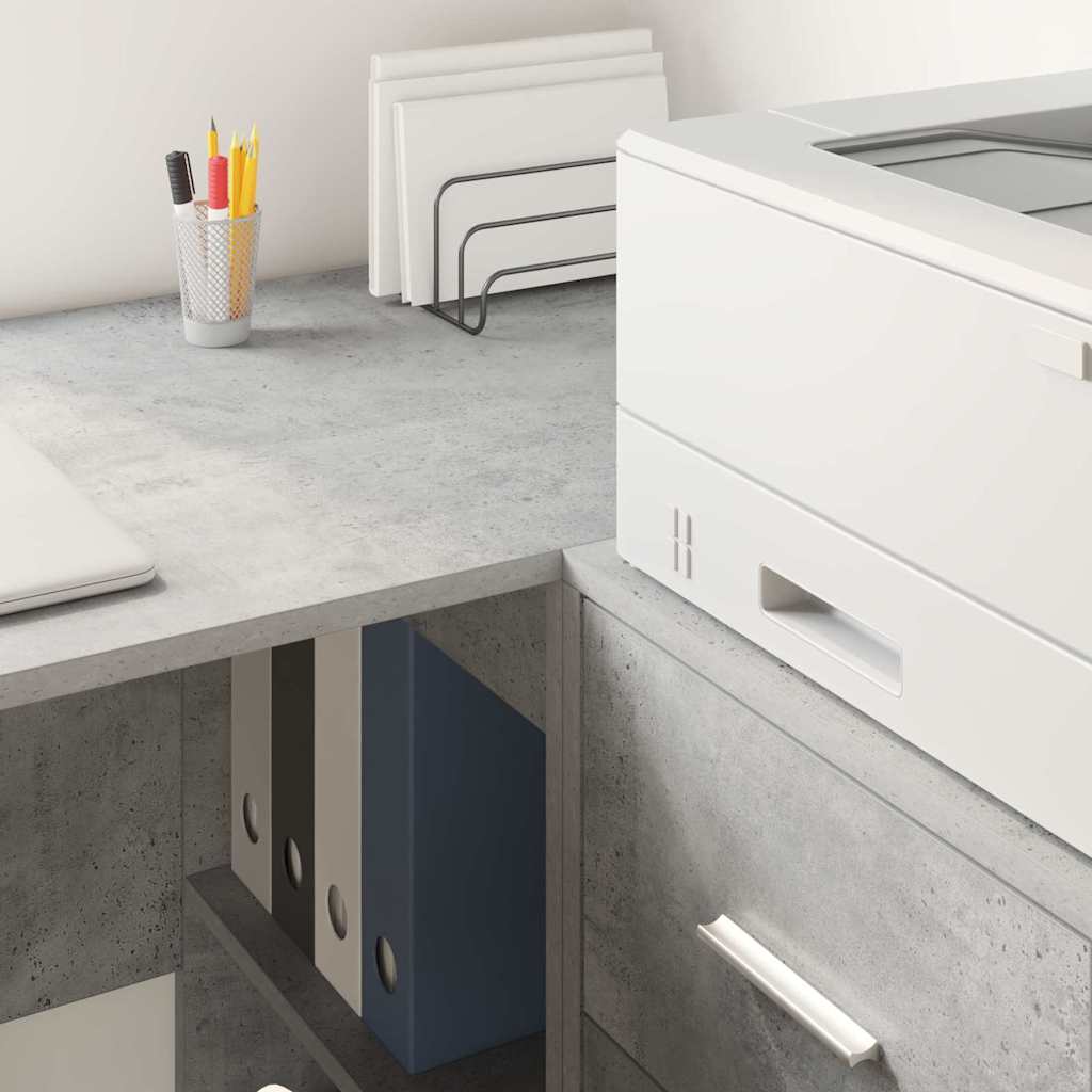 Eck-Schreibtisch mit Schubladen Beton Grau 102 x 88 x 75 cm