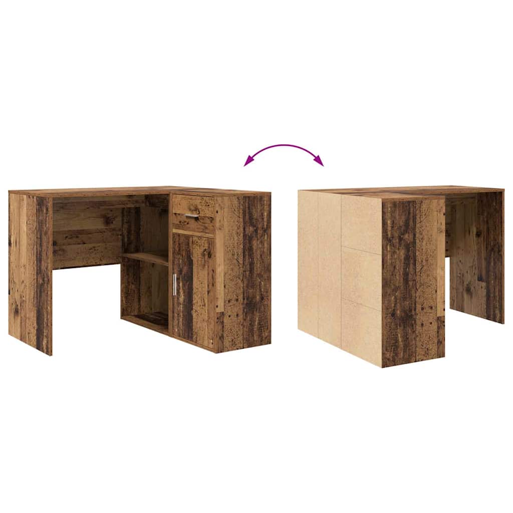 Eckschreibtisch mit Tür Altholz 102 x 50 x 75 cm Holzwerkstoff