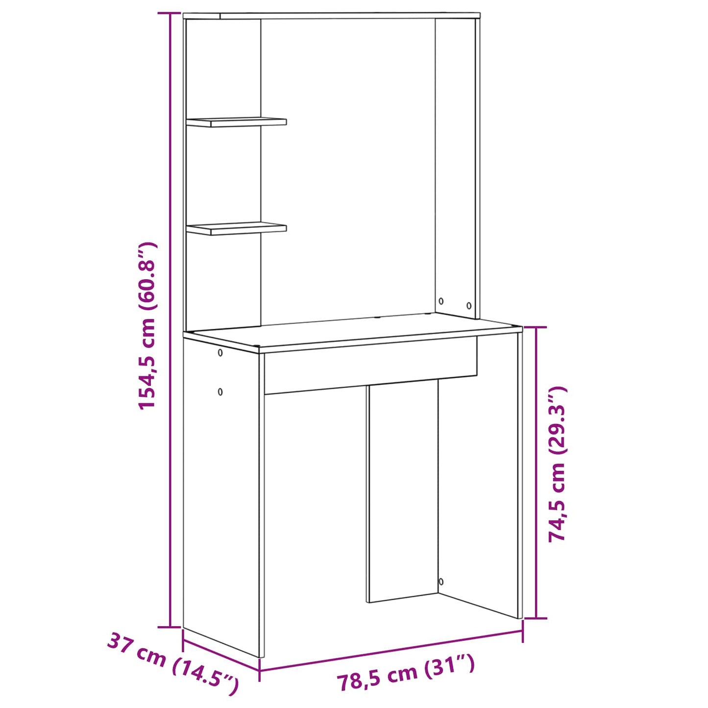 Schreibtisch Weiß 113,5 x 39 x 168 cm 2 stk.