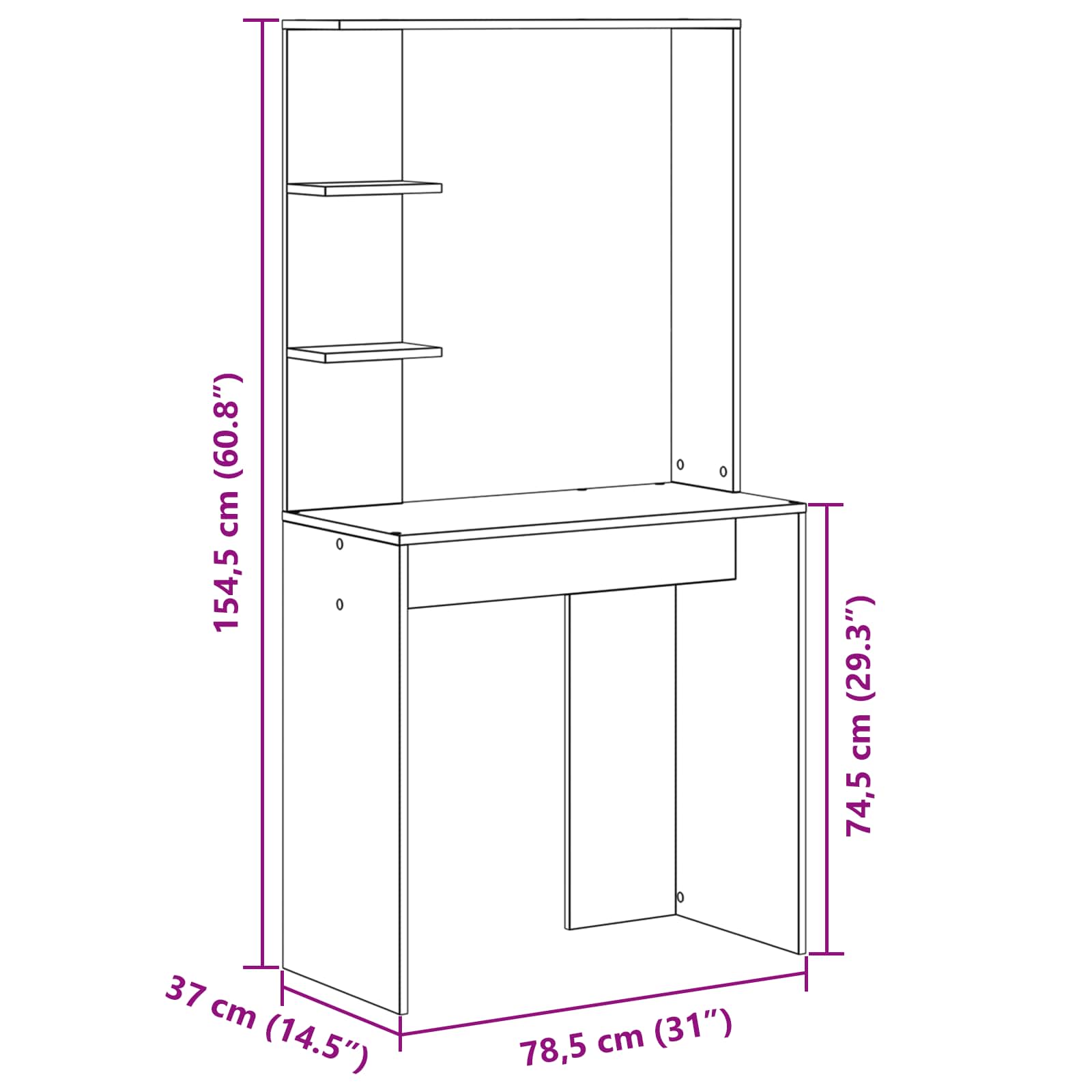 Schreibtisch Weiß 113,5 x 39 x 168 cm 2 stk.