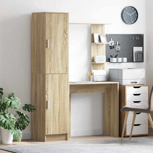 Schreibtisch mit Stauraum mit Regal mit Tür 2 pcs Sonoma-Eiche