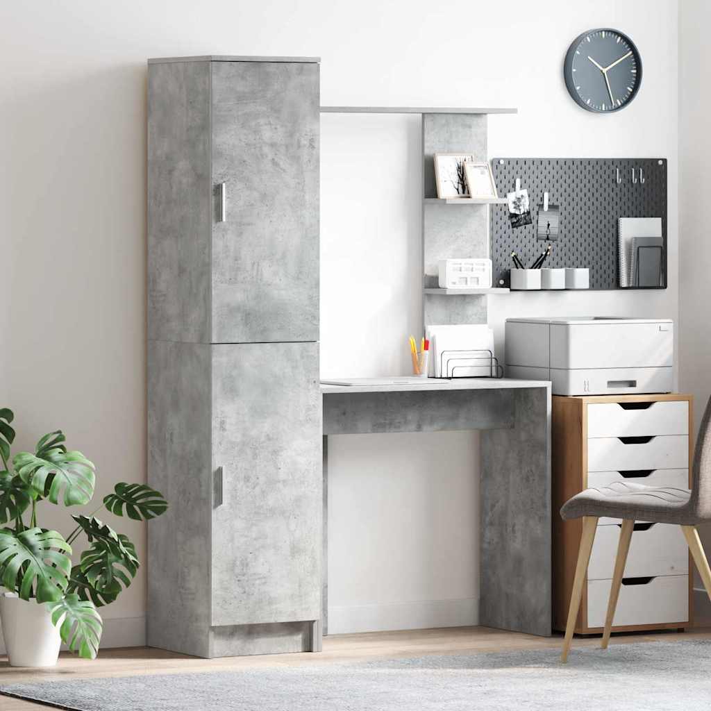 Schreibtisch mit Stauraum 2 pcs Beton Grau 78,5 x 37 x 154,5 cm