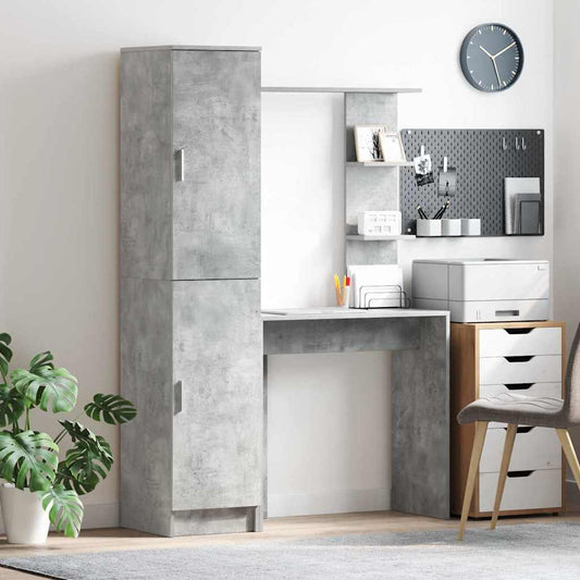 Schreibtisch mit Stauraum 2 pcs Beton Grau 78,5 x 37 x 154,5 cm
