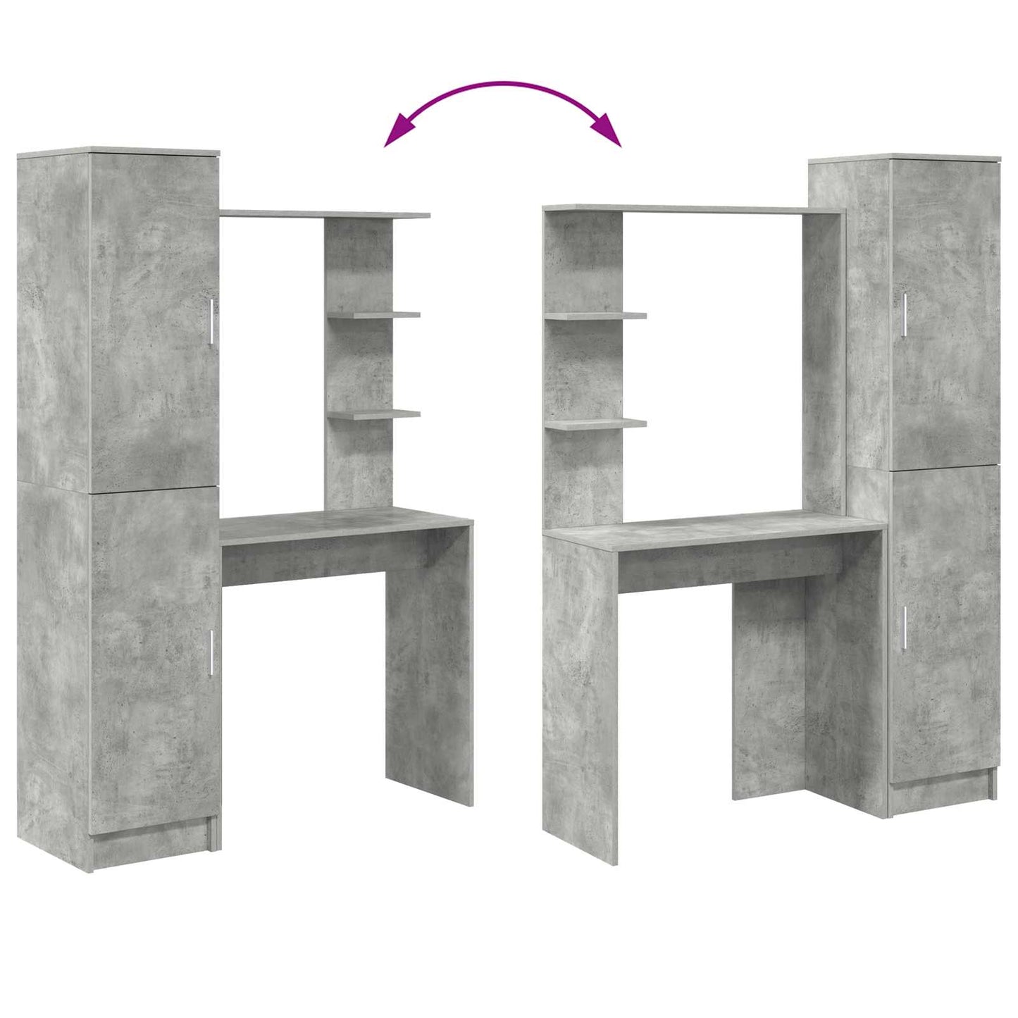 Schreibtisch Beton Grau 113,5 x 39 x 168 cm 2 stk.