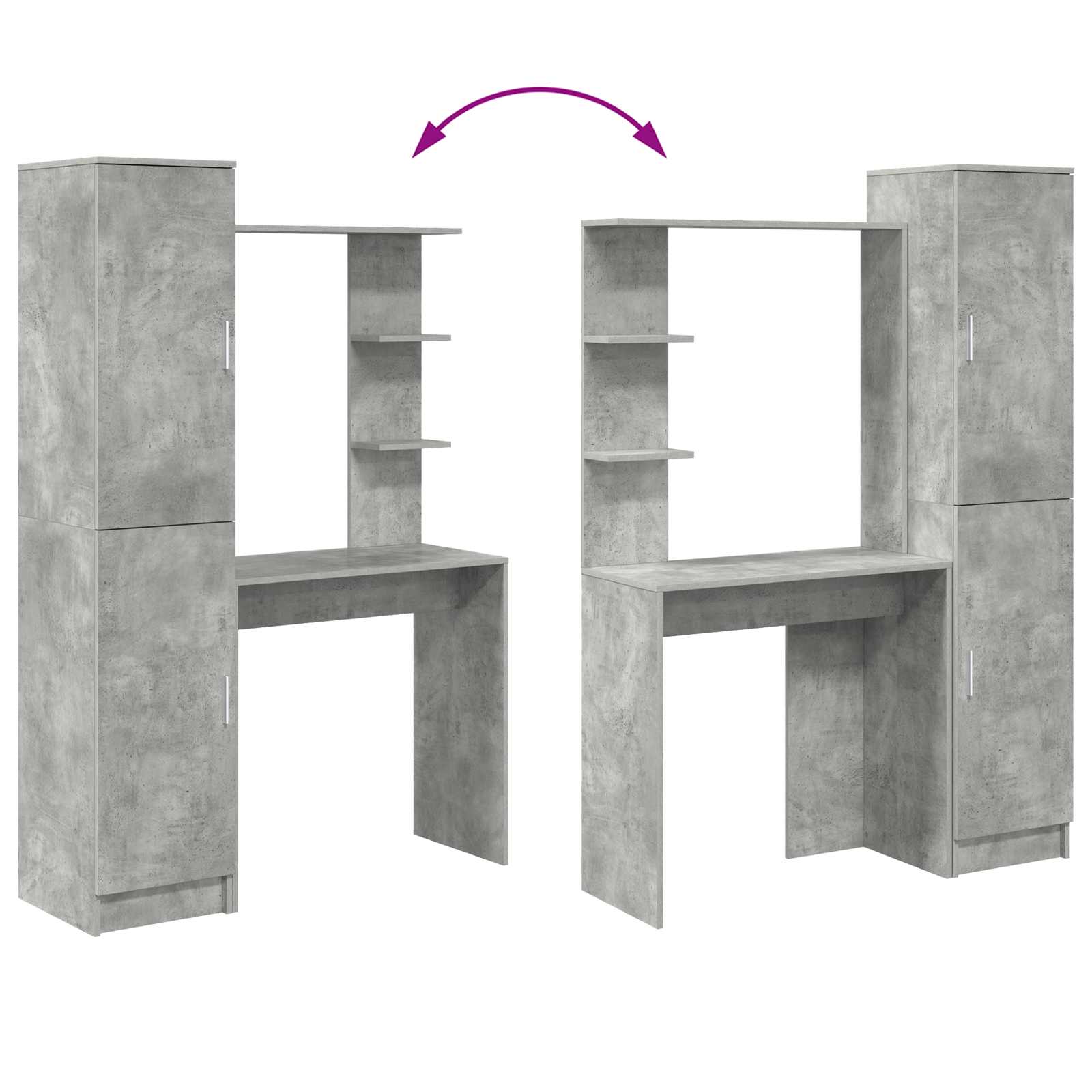 Schreibtisch Beton Grau 113,5 x 39 x 168 cm 2 stk.
