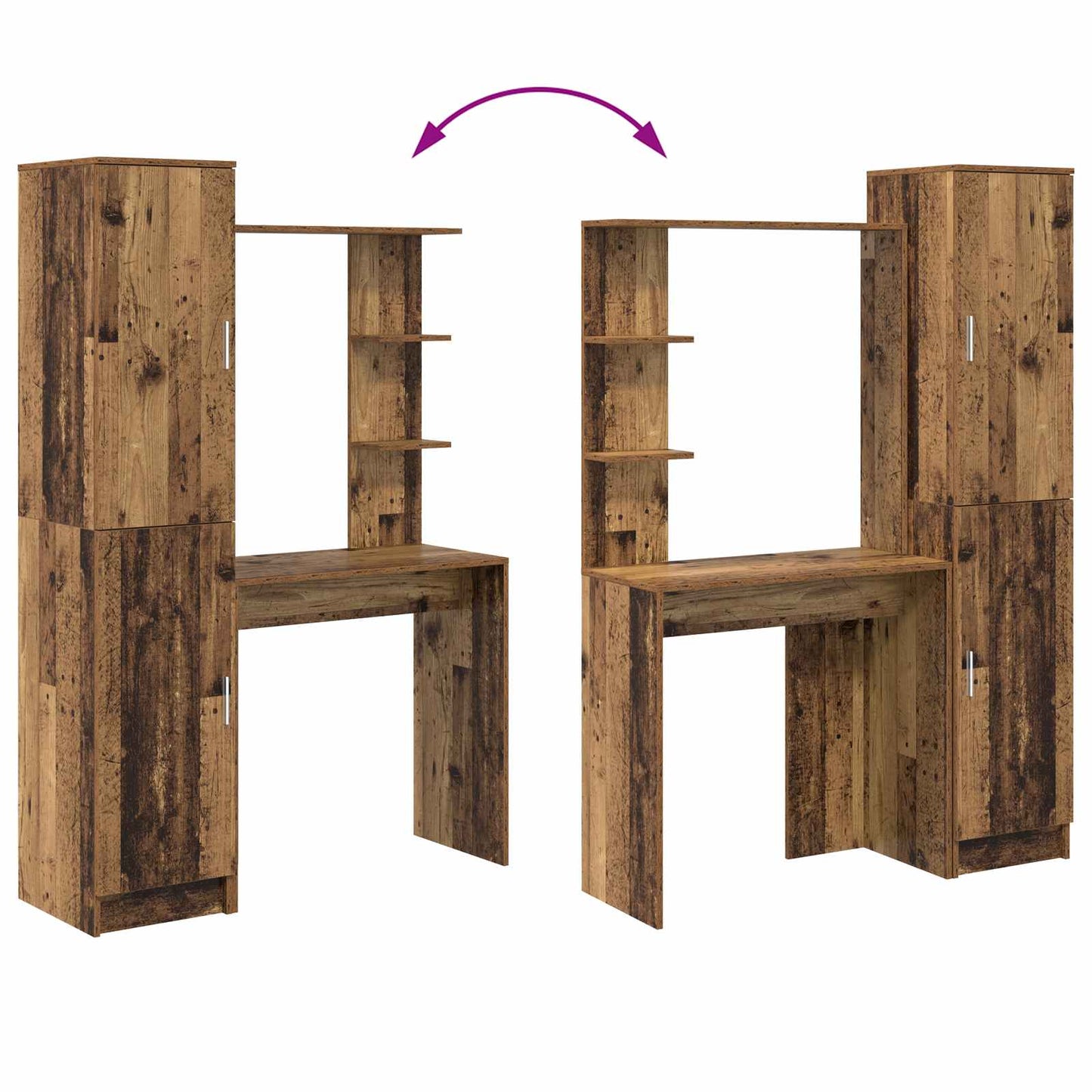 Schreibtisch Altholz 113,5 x 39 x 168 cm 2 stk.