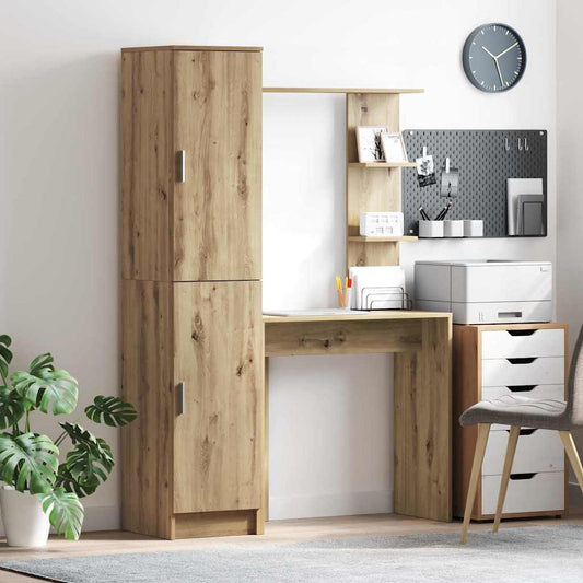Schreibtisch mit Stauraum mit Regal mit Tür 2 pcs Artisan-Eiche