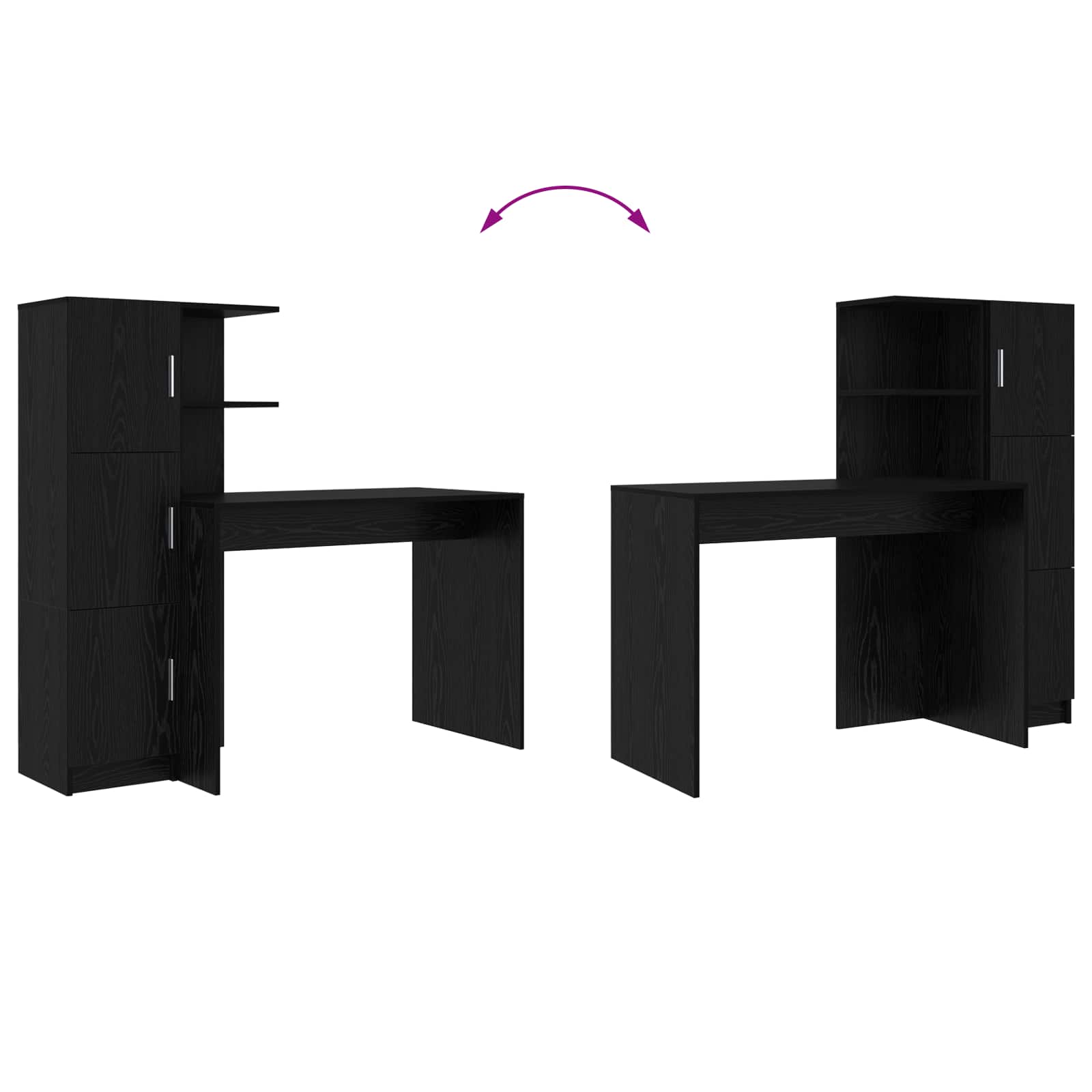 Schreibtisch Schwarz Eichen-Optik 133,5 x 50 x 124 cm 2 stk.