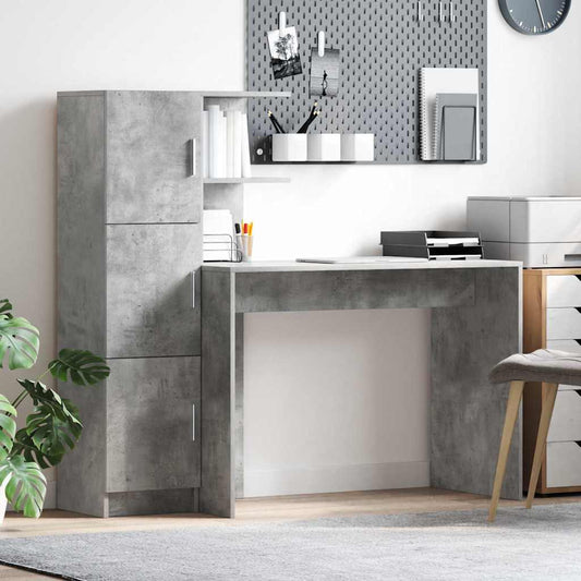 Schreibtisch mit Stauraum 2 pcs Beton Grau 102 x 50 x 124 cm