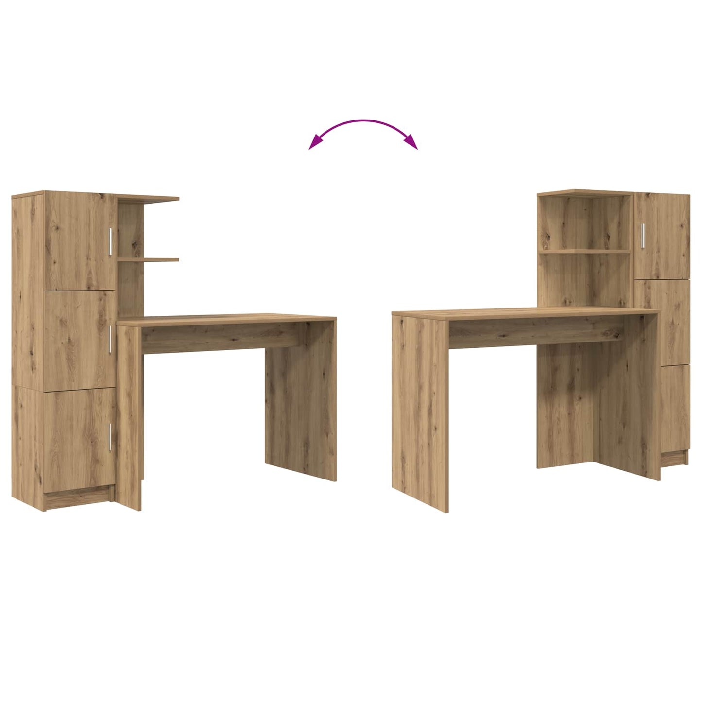 Schreibtisch Artisan-Eiche 133,5 x 50 x 124 cm 2 Stk.