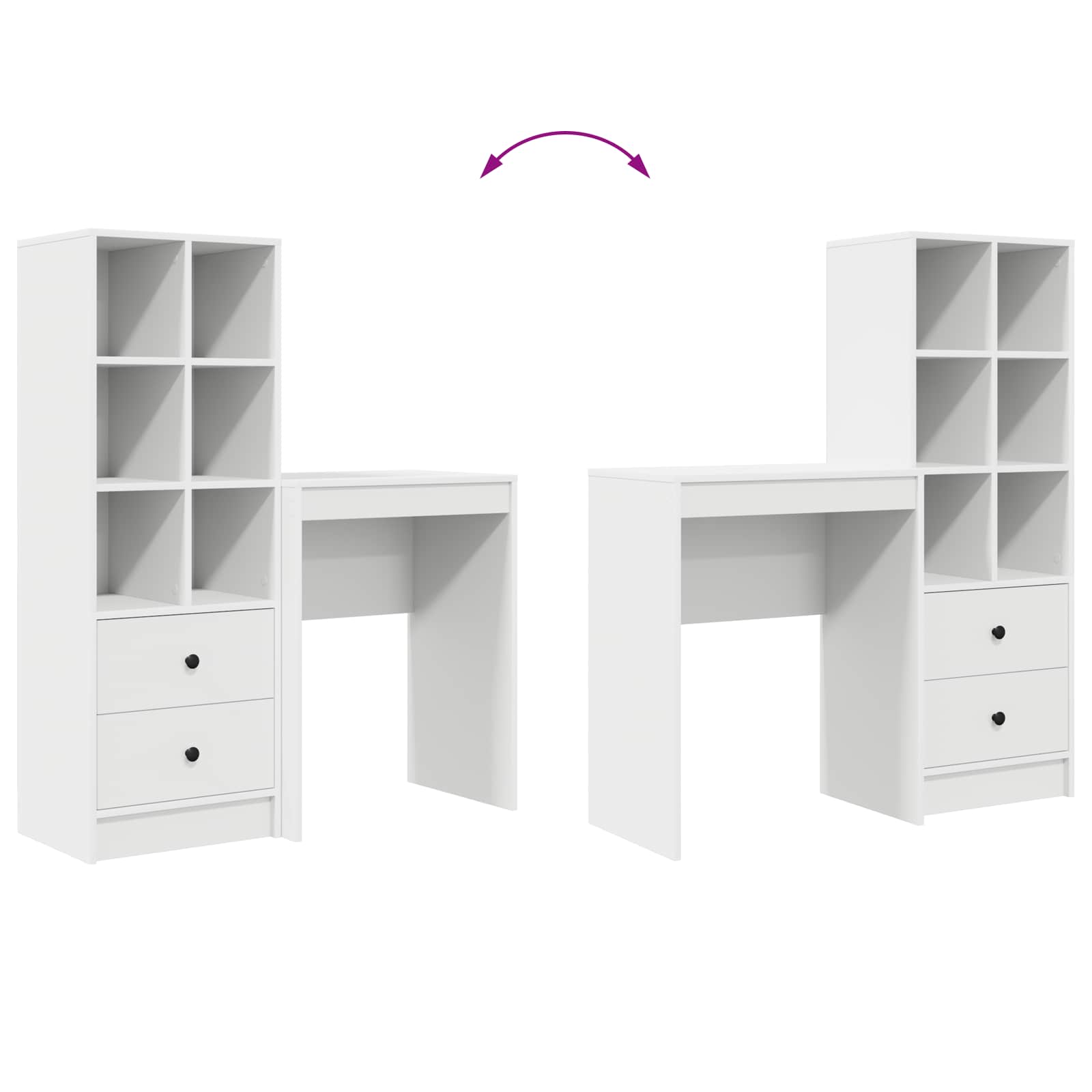 Schreibtisch Weiß 105,5 x 34 x 127 cm 2 stk.