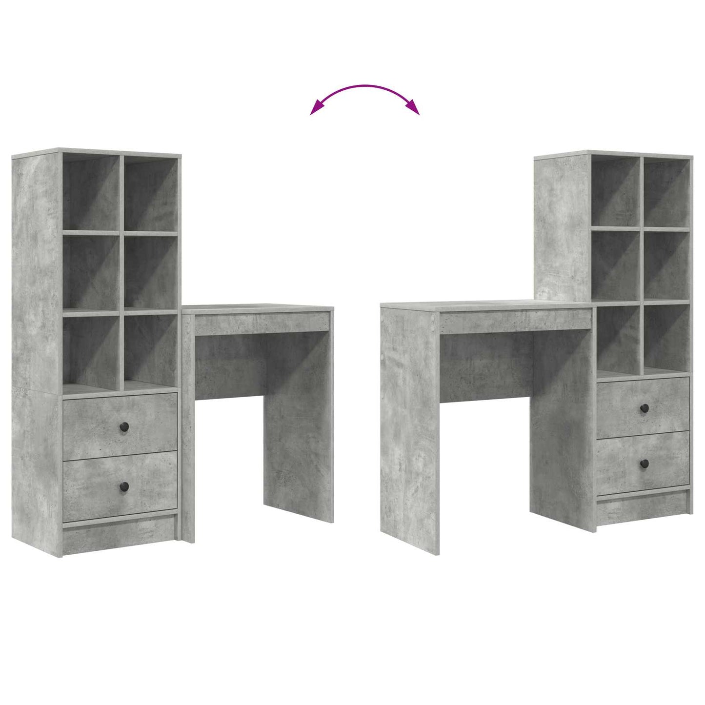 Schreibtisch Beton Grau 105,5 x 34 x 127 cm 2 stk.