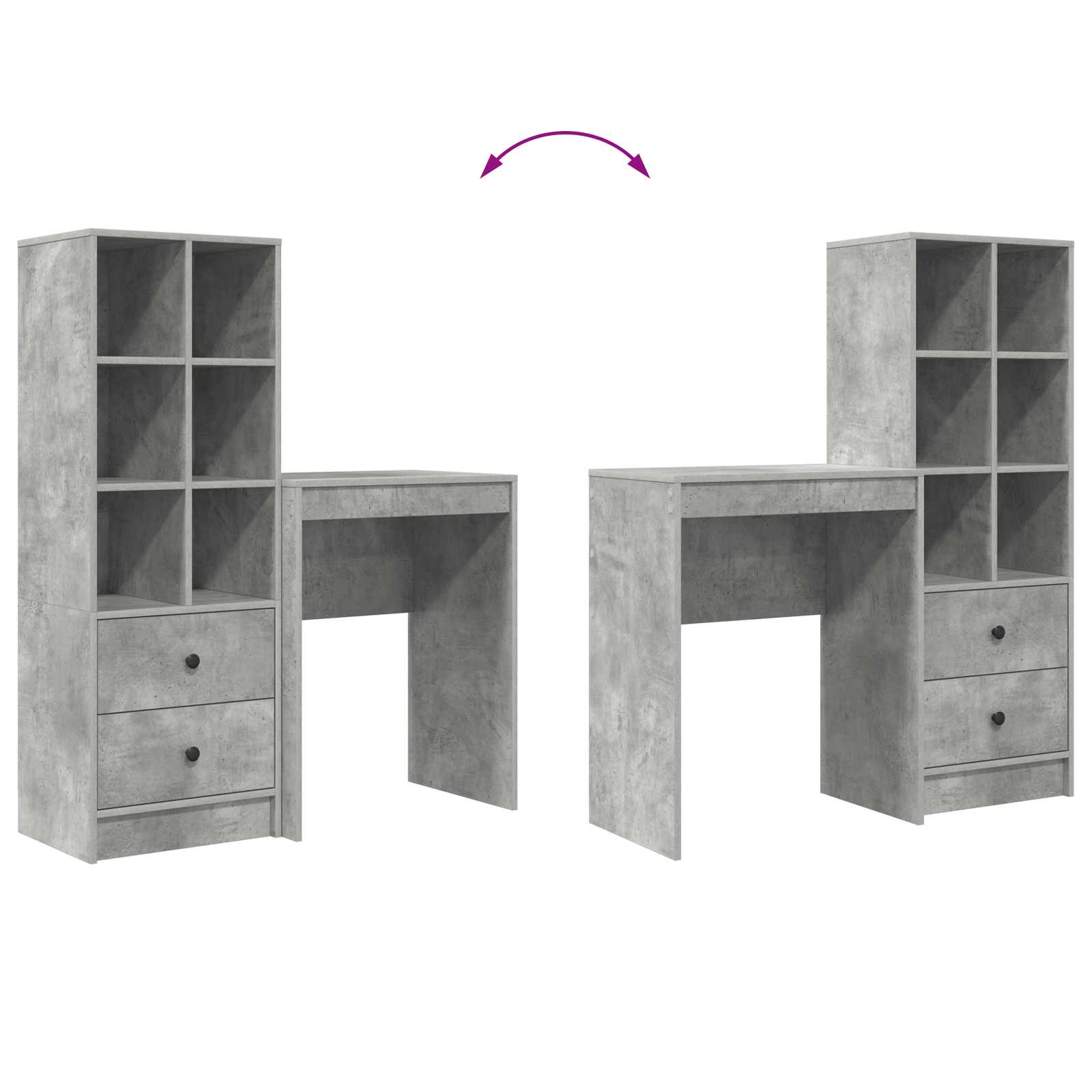Schreibtisch Beton Grau 105,5 x 34 x 127 cm 2 stk.