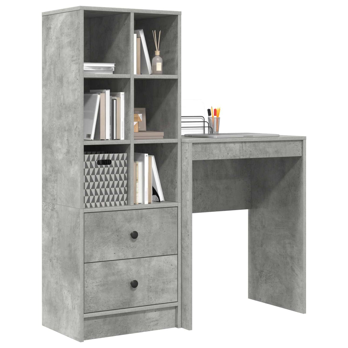 Schreibtisch Beton Grau 105,5 x 34 x 127 cm 2 stk.