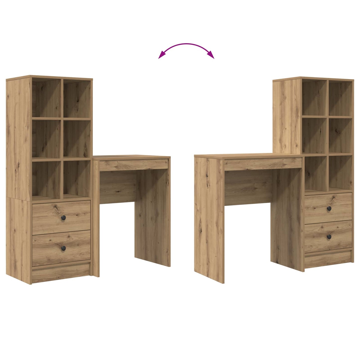 Schreibtisch Artisan-Eiche 105,5 x 34 x 127 cm 2 Stk.