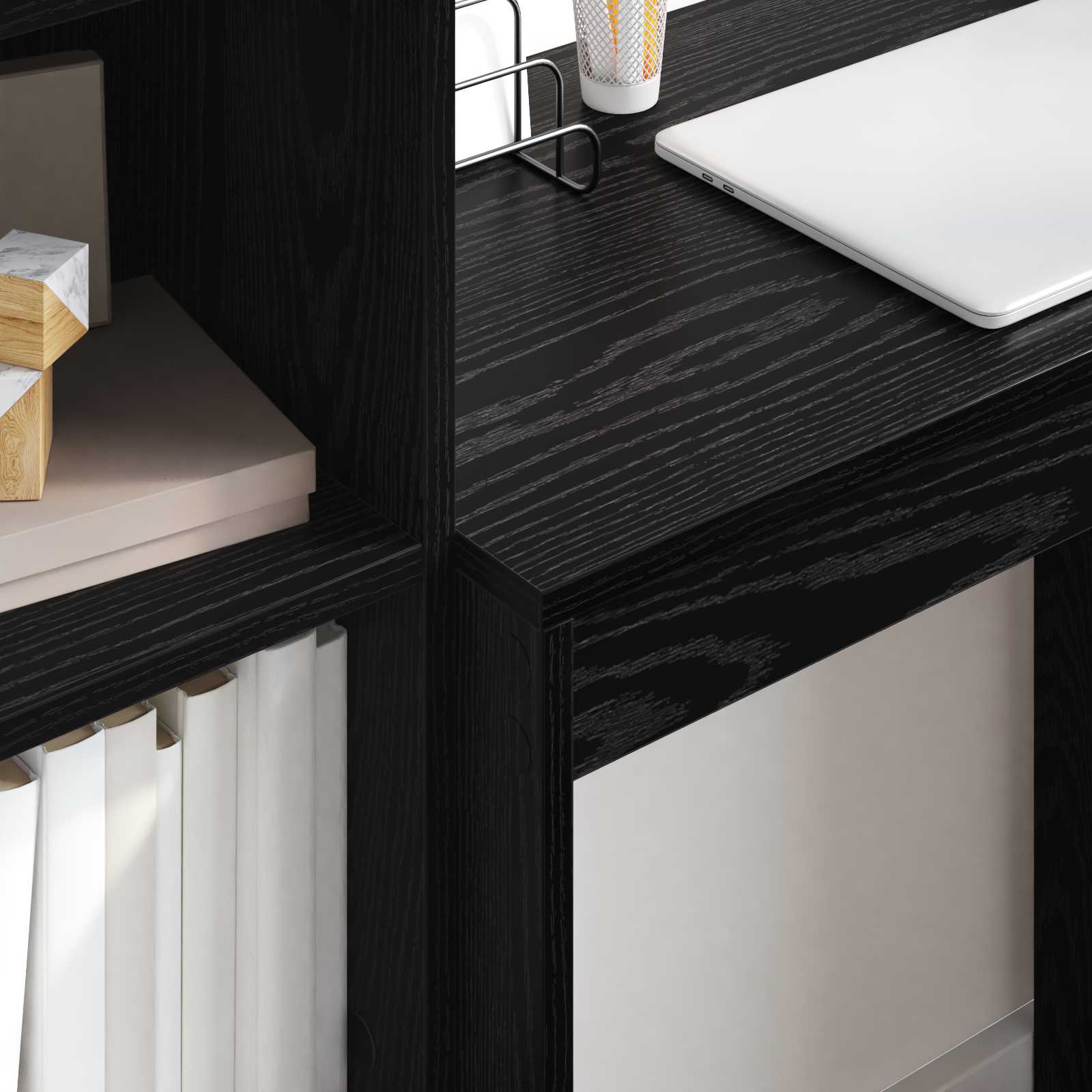 Schreibtisch Schwarz Eichen-Optik 115,5 x 40 x 127 cm 2 stk.