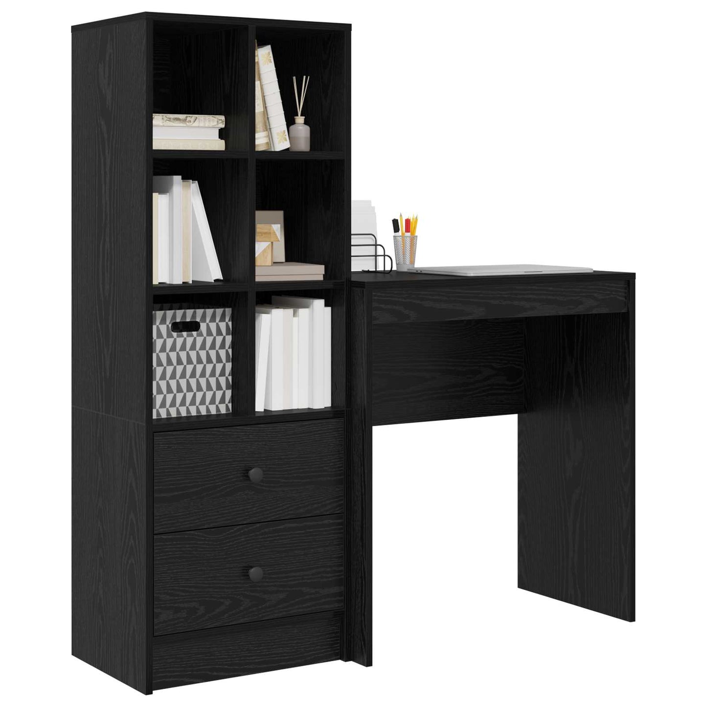 Schreibtisch Schwarz Eichen-Optik 115,5 x 40 x 127 cm 2 stk.