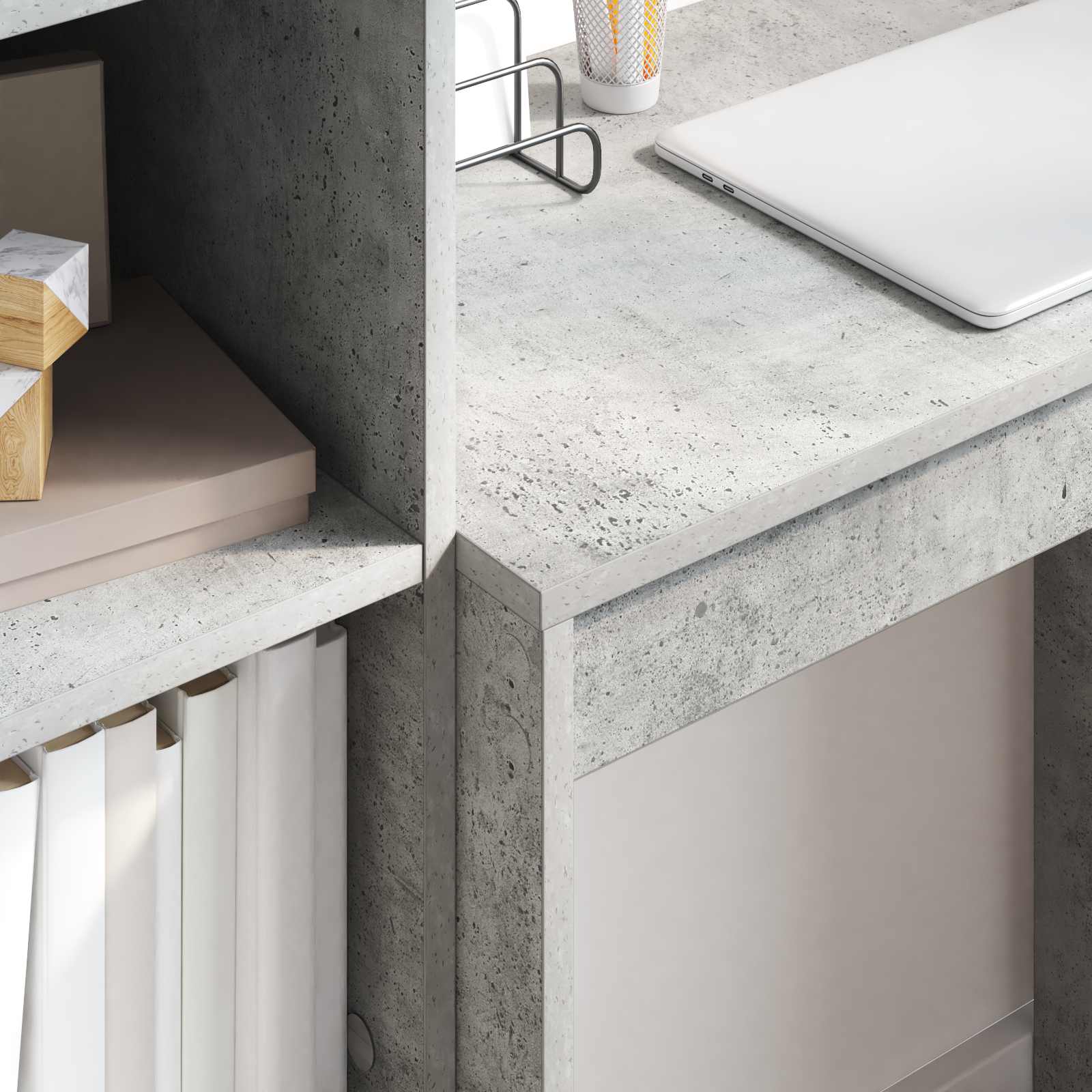 Schreibtisch Beton Grau 115,5 x 40 x 127 cm 2 stk.