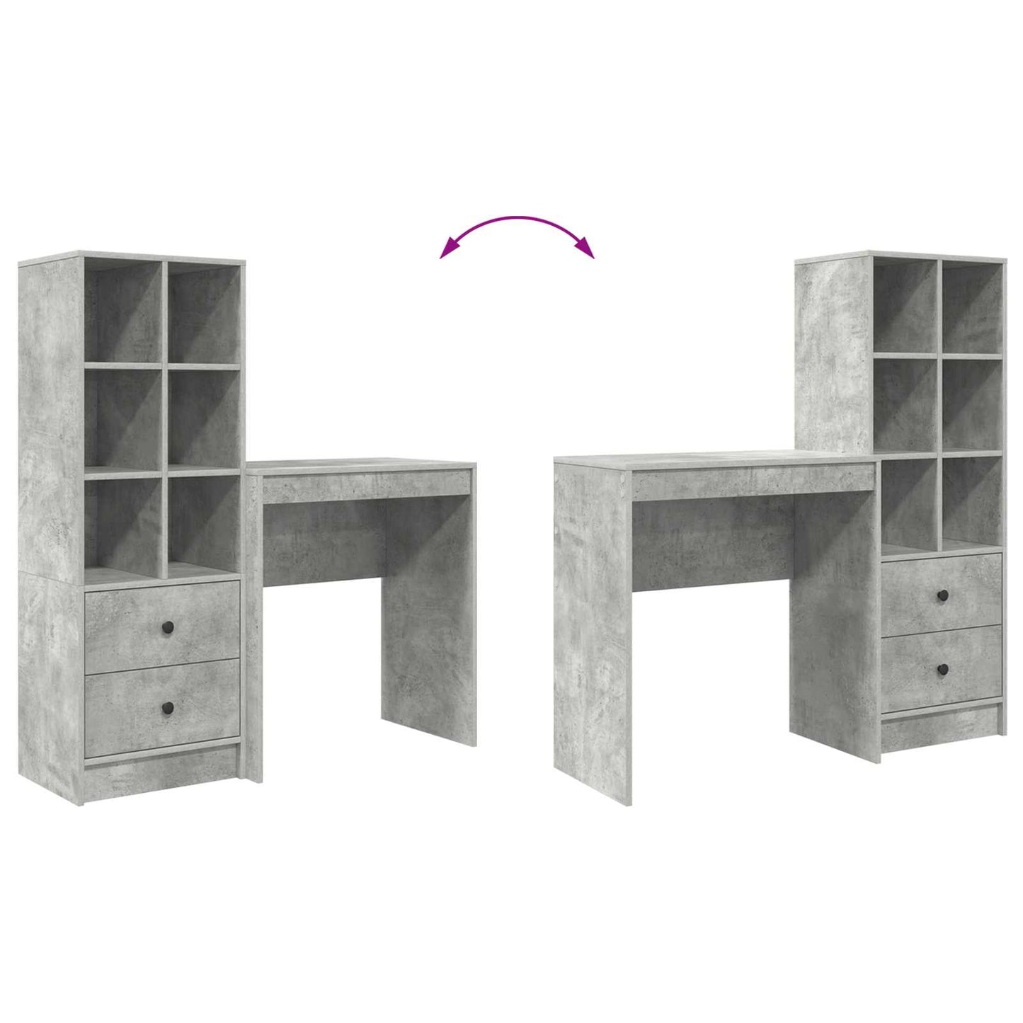 Schreibtisch Beton Grau 115,5 x 40 x 127 cm 2 stk.