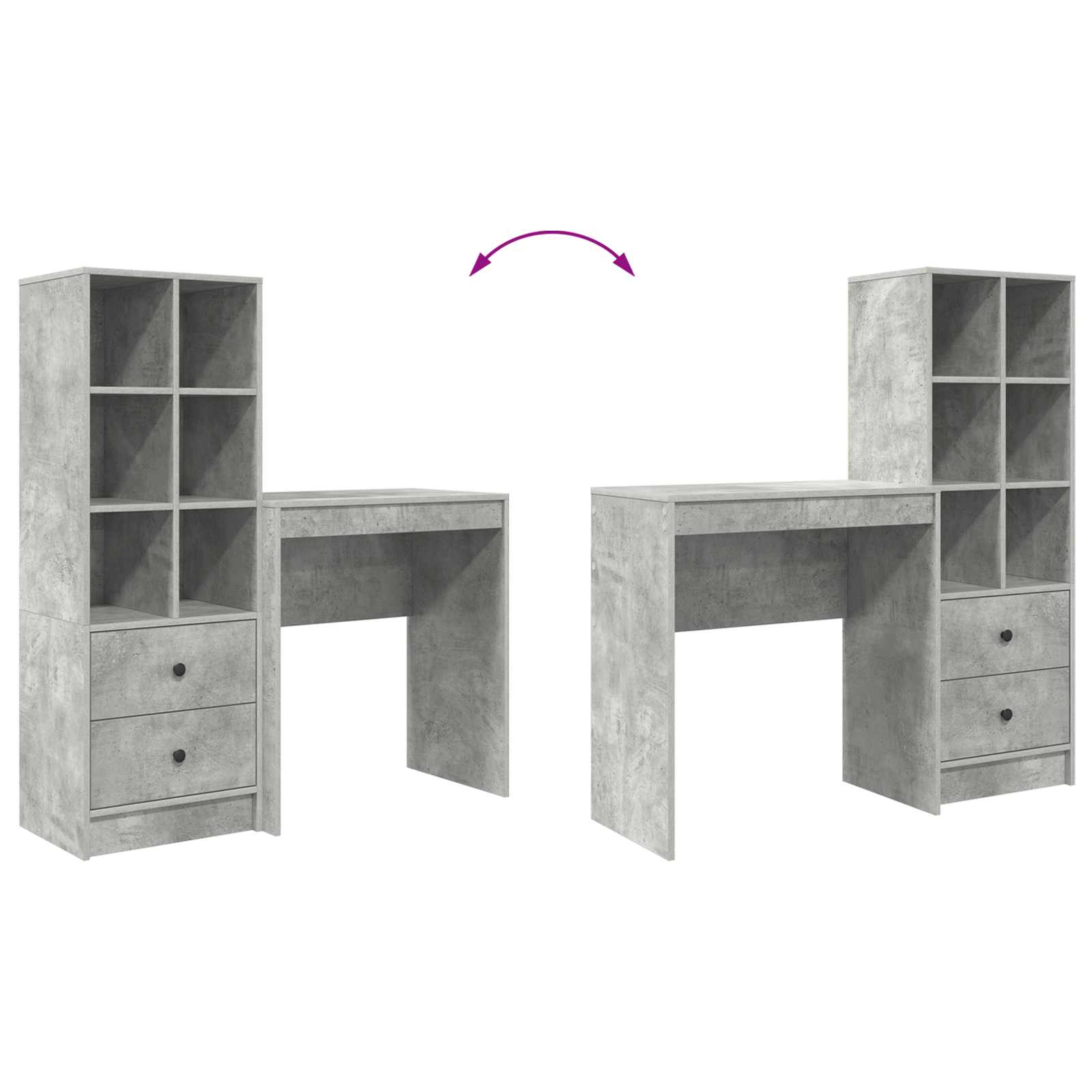 Schreibtisch Beton Grau 115,5 x 40 x 127 cm 2 stk.