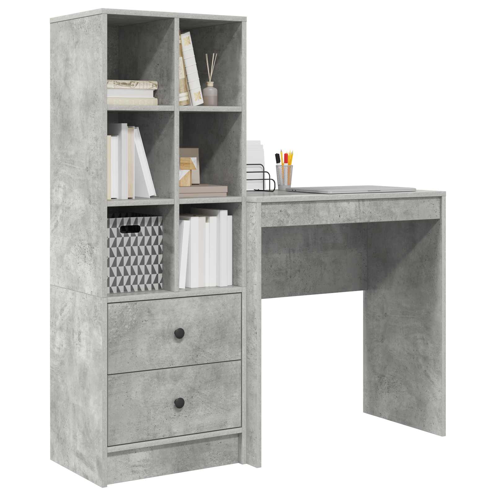 Schreibtisch Beton Grau 115,5 x 40 x 127 cm 2 stk.