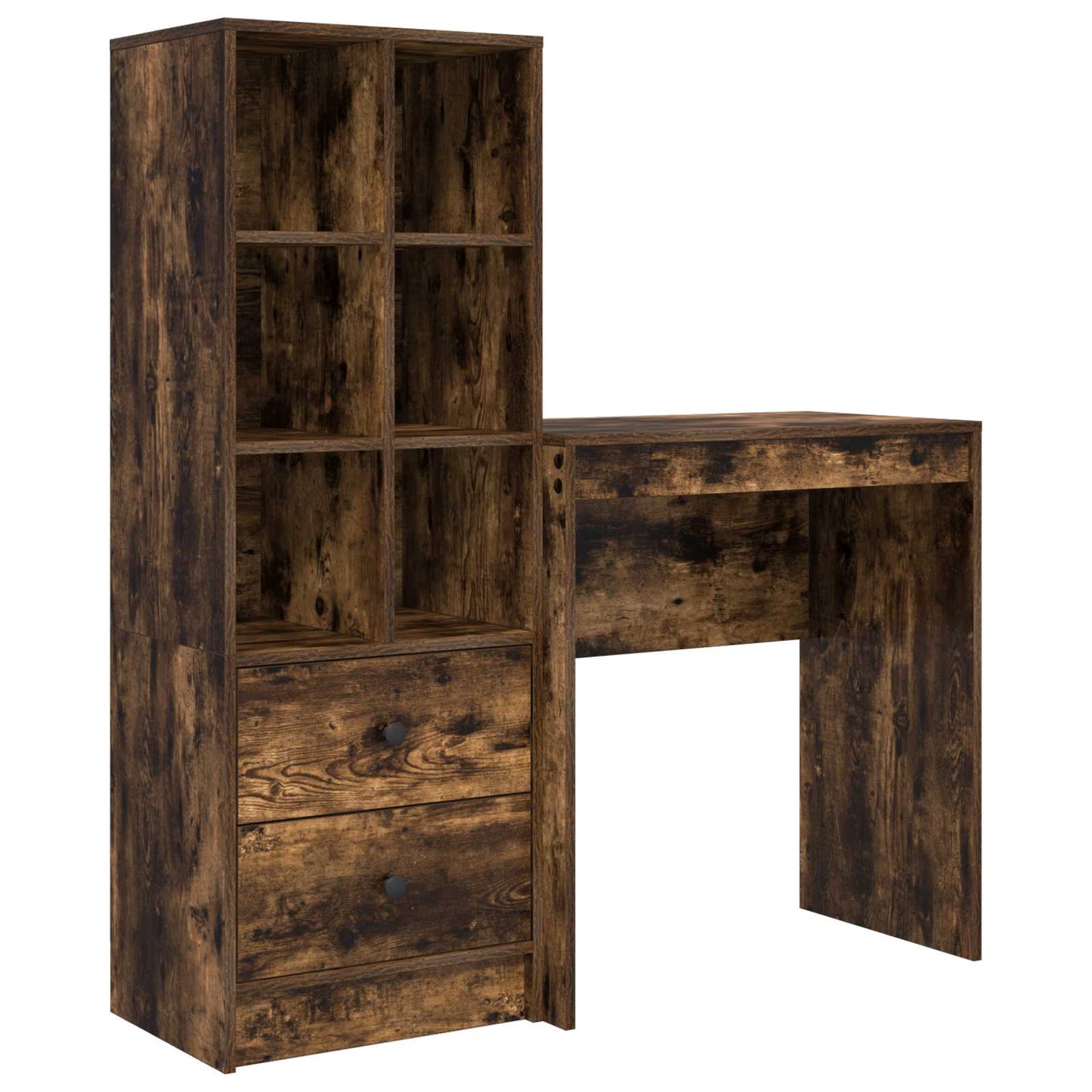 Schreibtisch mit Schubladen mit Regal 2 pcs Geräucherte Eiche