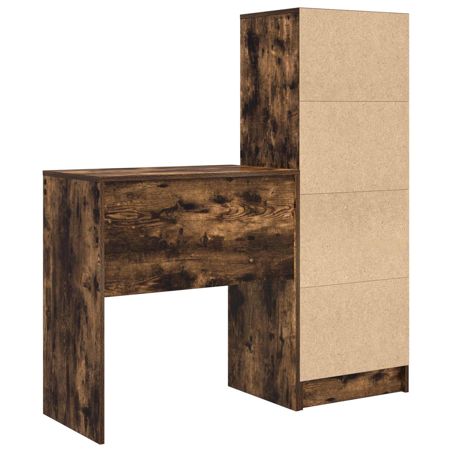 Schreibtisch mit Schubladen mit Regal 2 pcs Geräucherte Eiche