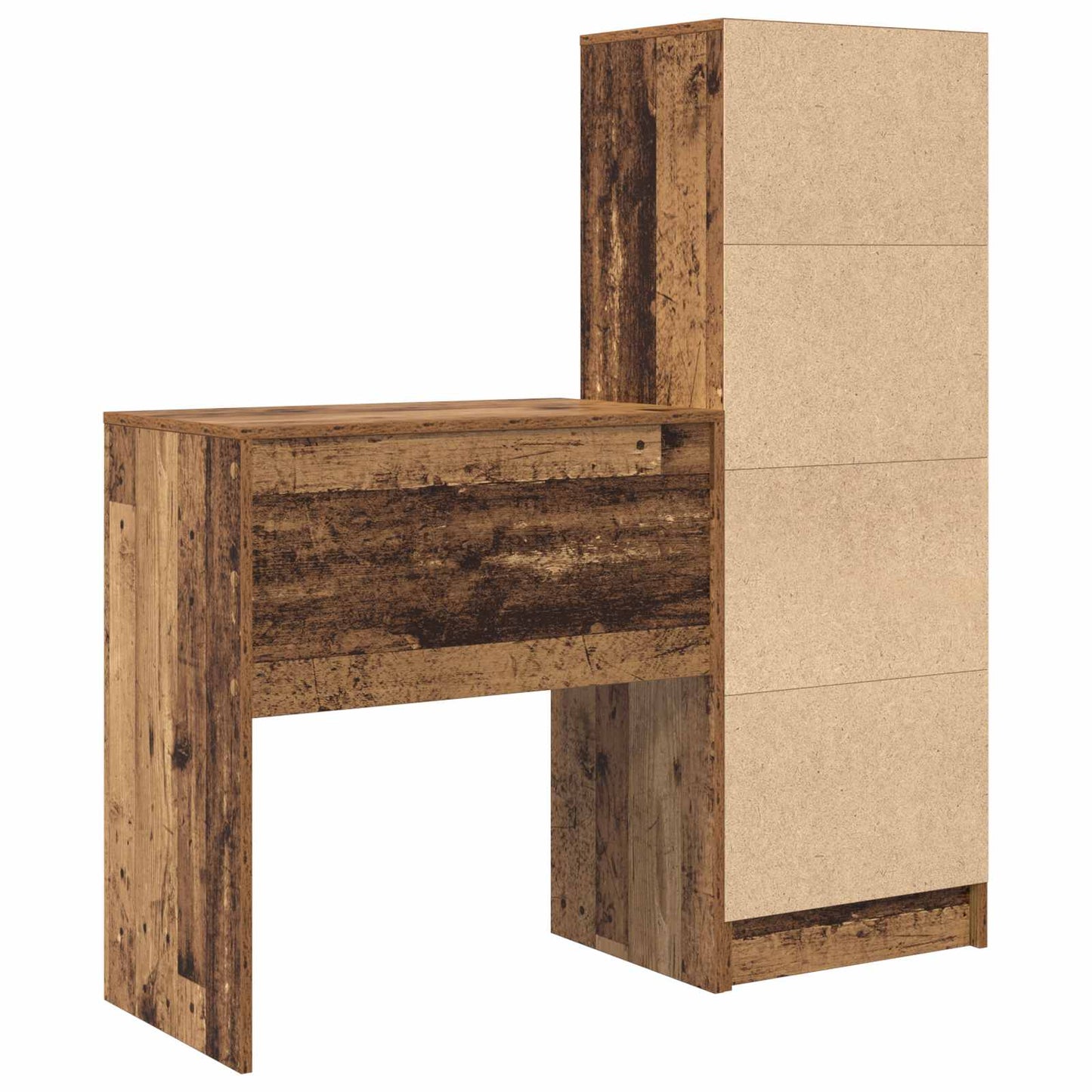 Schreibtisch mit Schubladen mit Regal 2 pcs Altholz