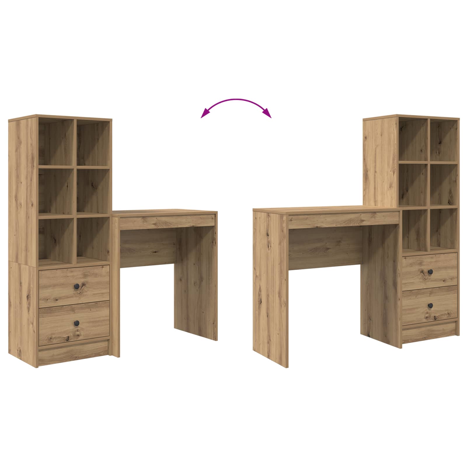 Schreibtisch Artisan-Eiche 115,5 x 40 x 127 cm 2 Stk.