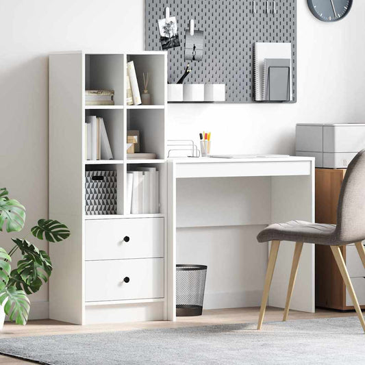 Schreibtisch mit Stauraum mit Regal 2 pcs Weiß 80 x 40 x 76 cm