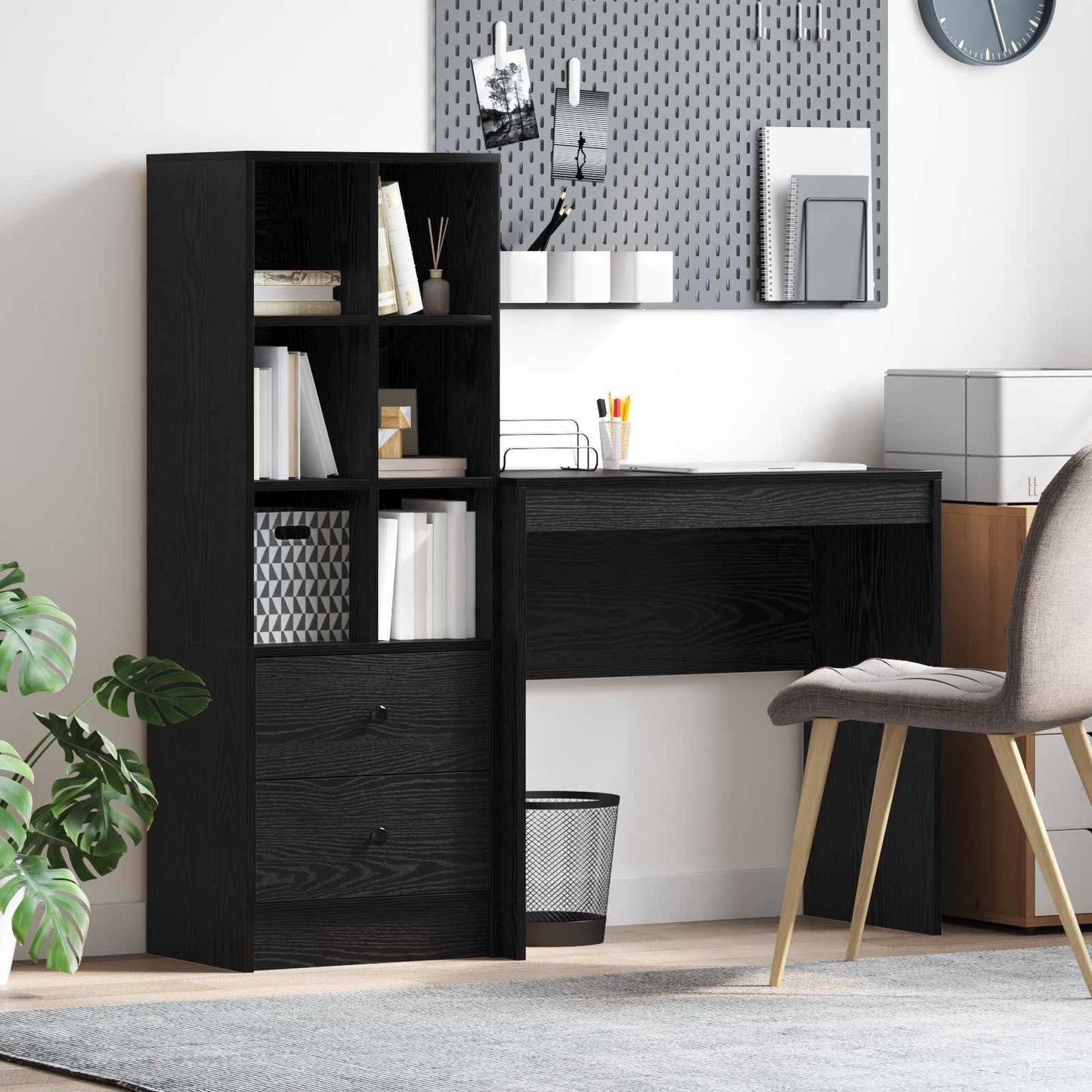 Schreibtisch Schwarz Eichen-Optik 125,5 x 40 x 127 cm 2 stk.