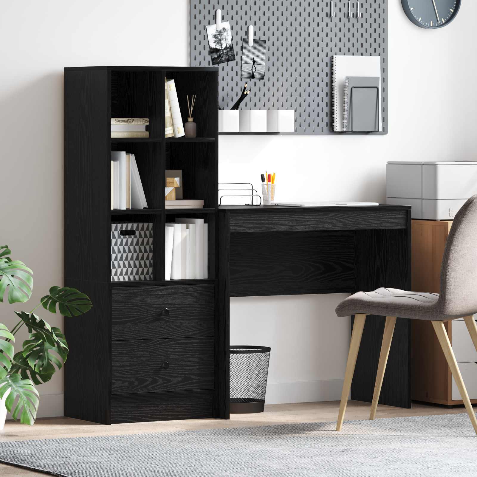 Schreibtisch Schwarz Eichen-Optik 125,5 x 40 x 127 cm 2 stk.