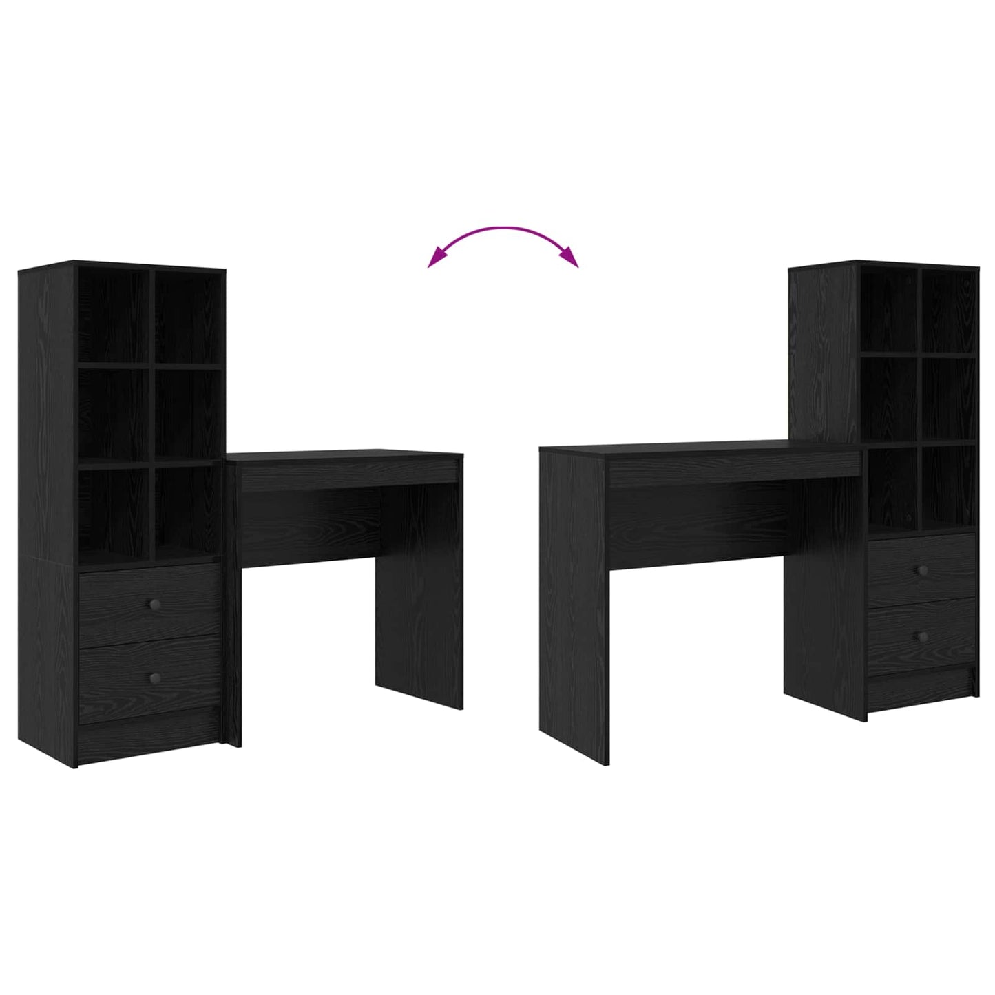 Schreibtisch Schwarz Eichen-Optik 125,5 x 40 x 127 cm 2 stk.