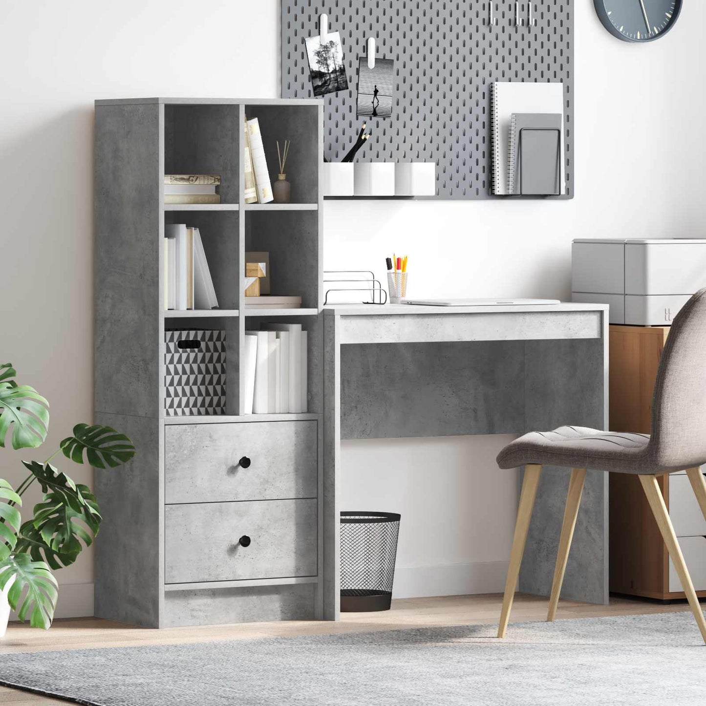 Schreibtisch Beton Grau 125,5 x 40 x 127 cm 2 stk.