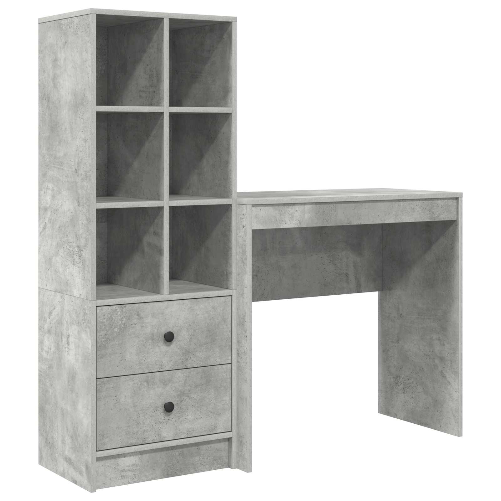 Schreibtisch Beton Grau 125,5 x 40 x 127 cm 2 stk.