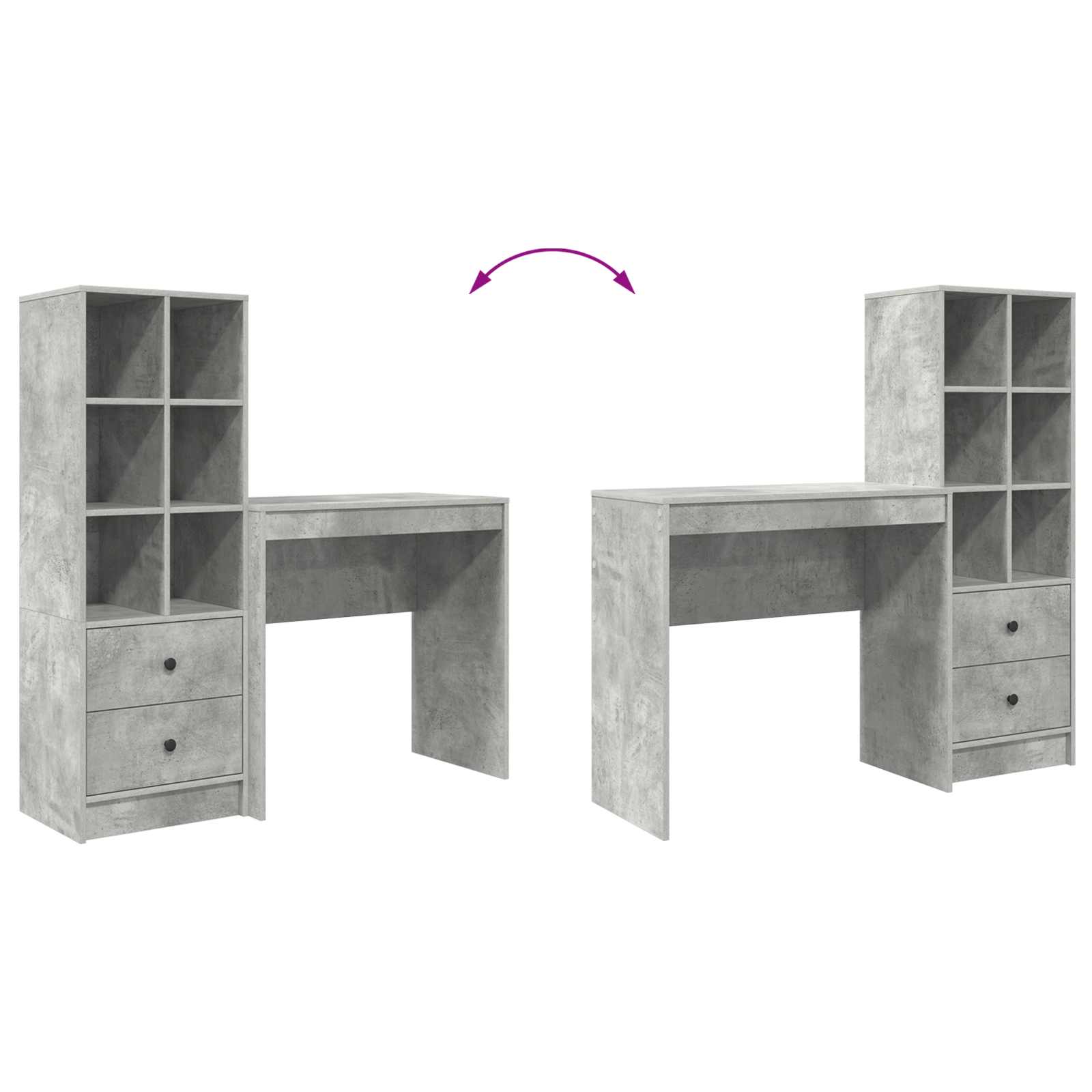 Schreibtisch Beton Grau 125,5 x 40 x 127 cm 2 stk.