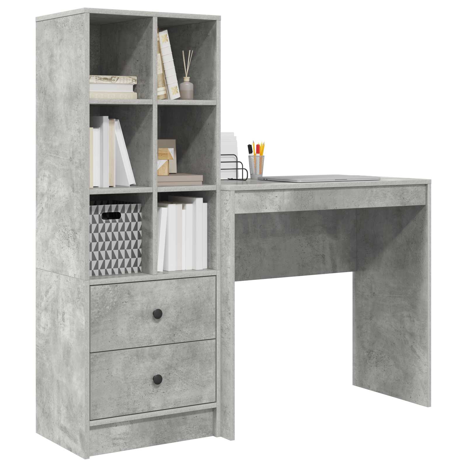 Schreibtisch Beton Grau 125,5 x 40 x 127 cm 2 stk.