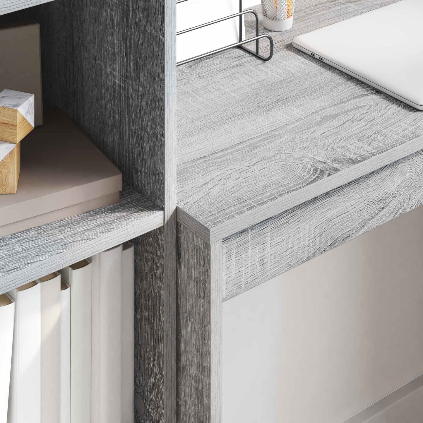 Schreibtisch mit Schubladen mit Regal 2 pcs Graues Sonoma